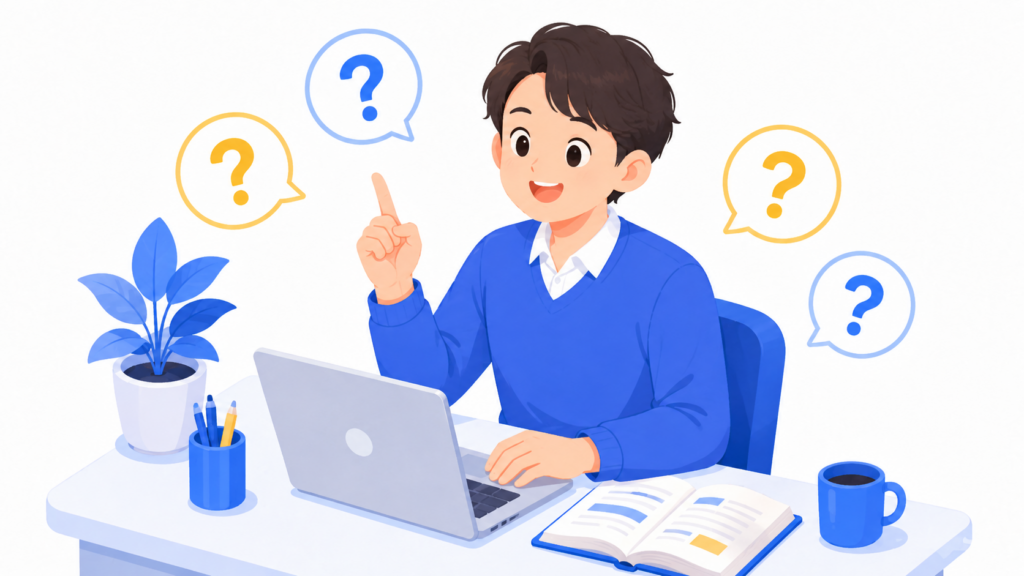 FAQに答えるわたるのイラストイメージ