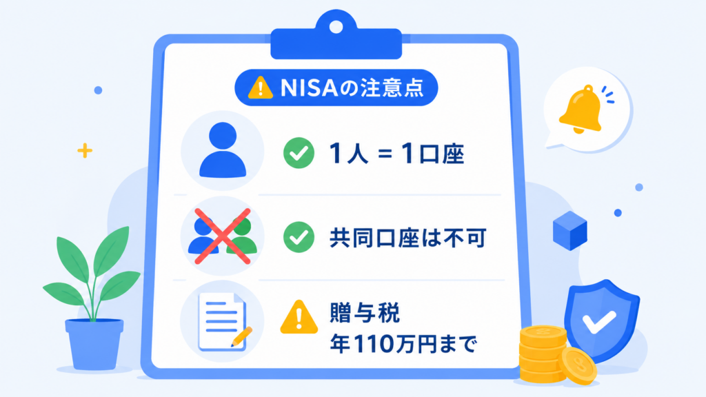 NISAの注意点をまとめた図解イラスト