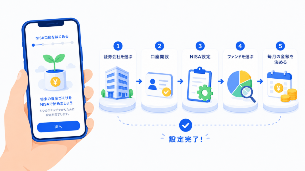 スマホでNISA口座を開設する手順を示す画像