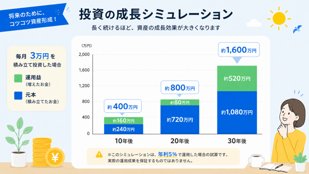 積み立て投資の成長シミュレーション棒グラフ