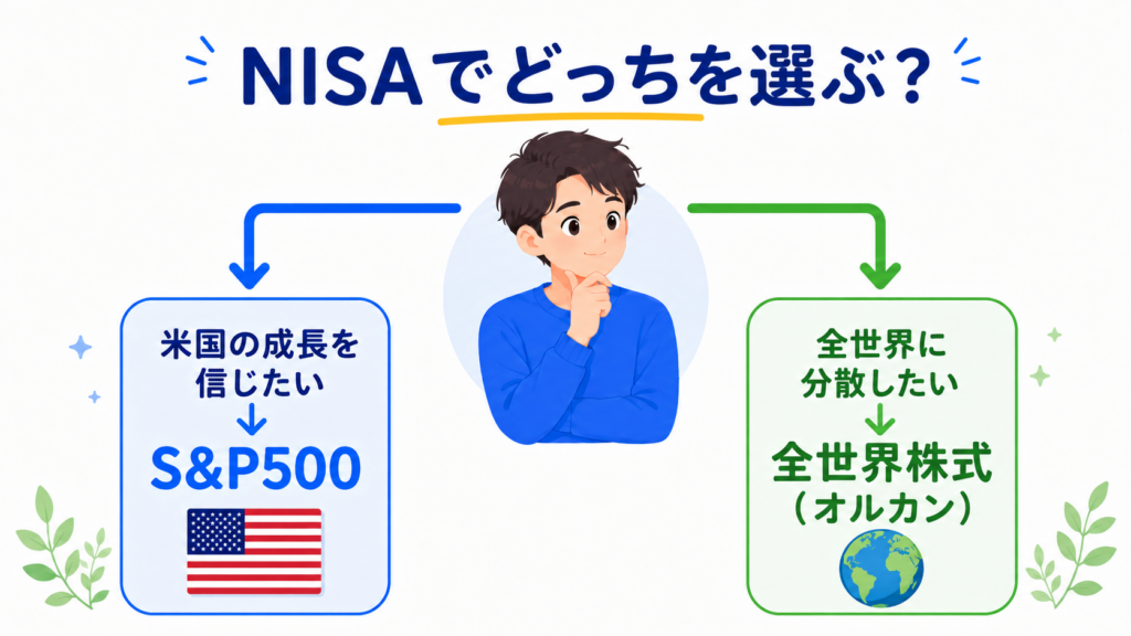 S&P500とオルカンの選び方フローチャート