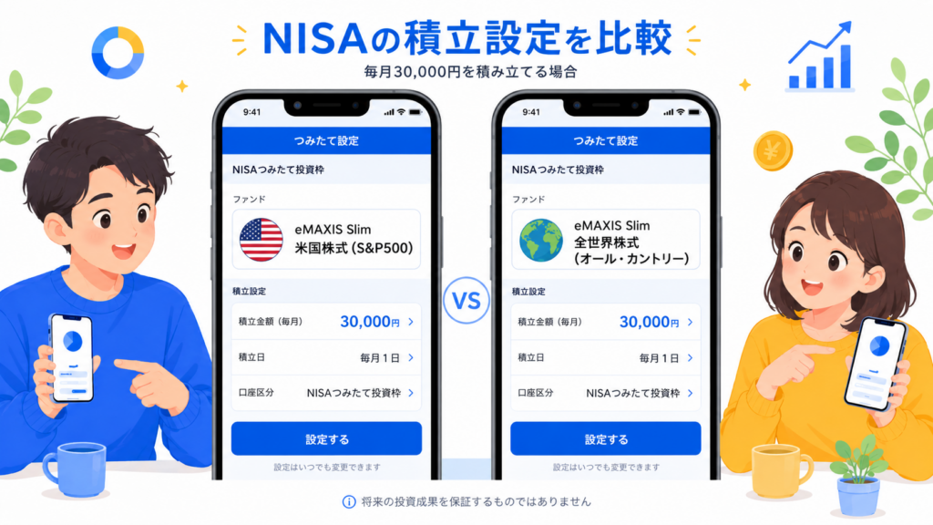 スマートフォン画面でNISA設定をするイメージ