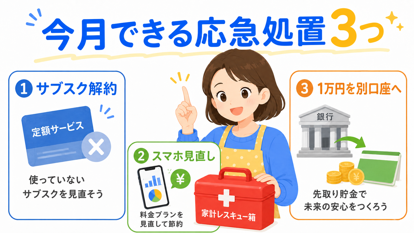 貯金ゼロ応急処置イメージ