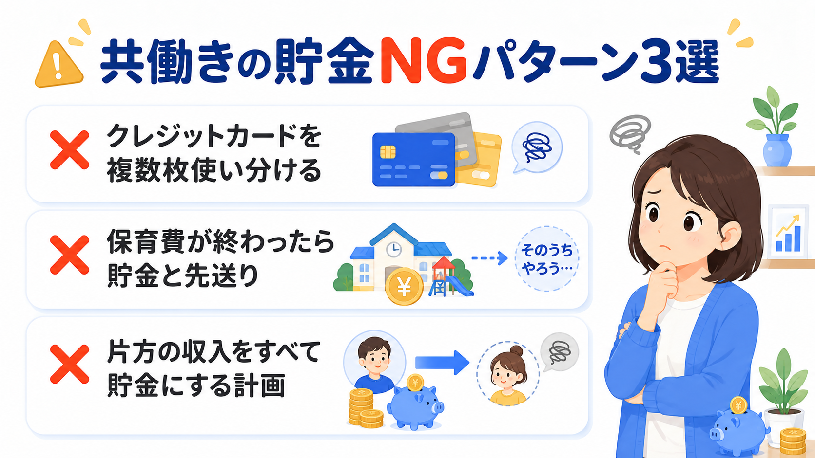 共働きで貯金できないNGパターン