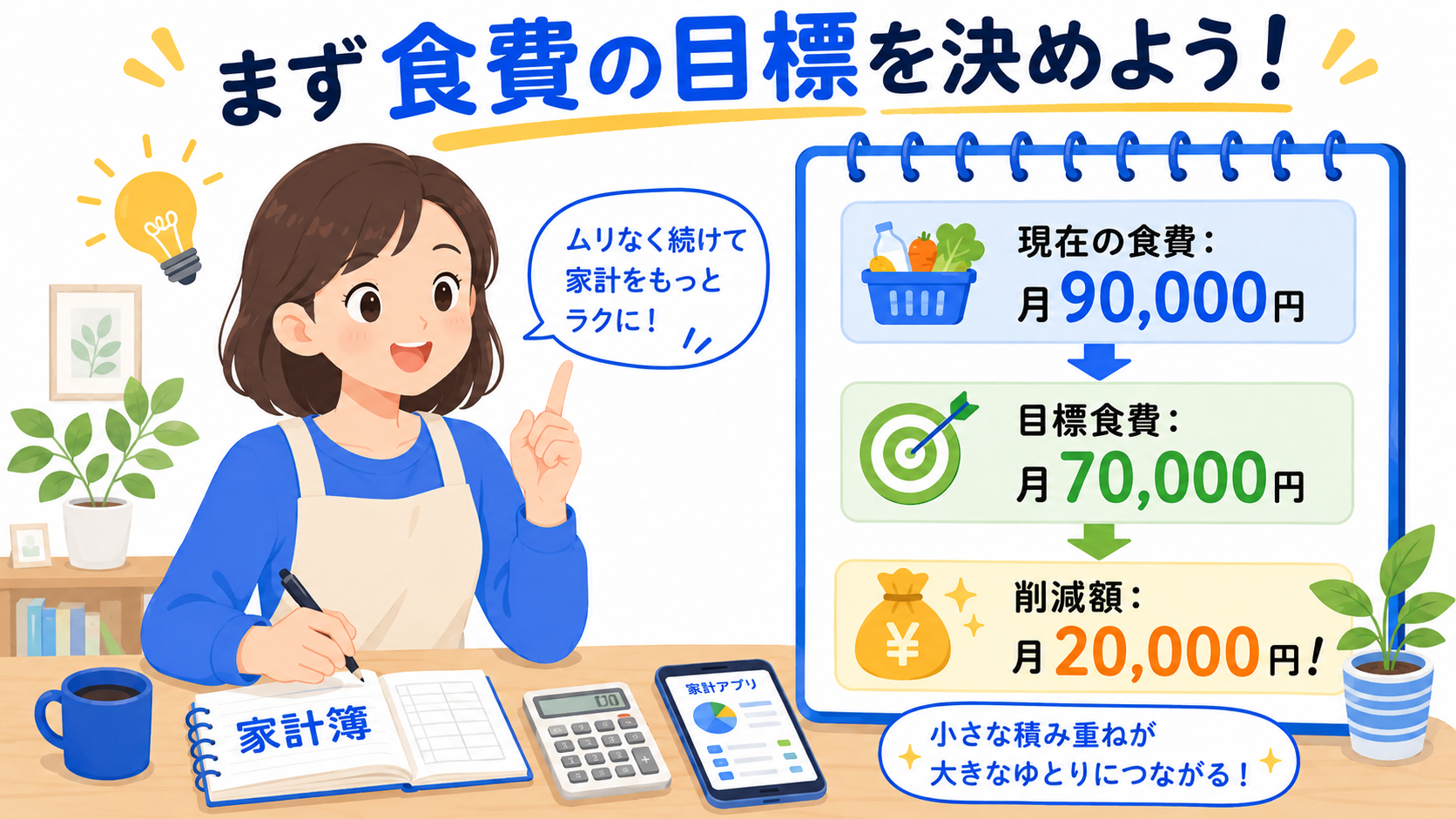 食費の目標額を決める家計管理のイメージ