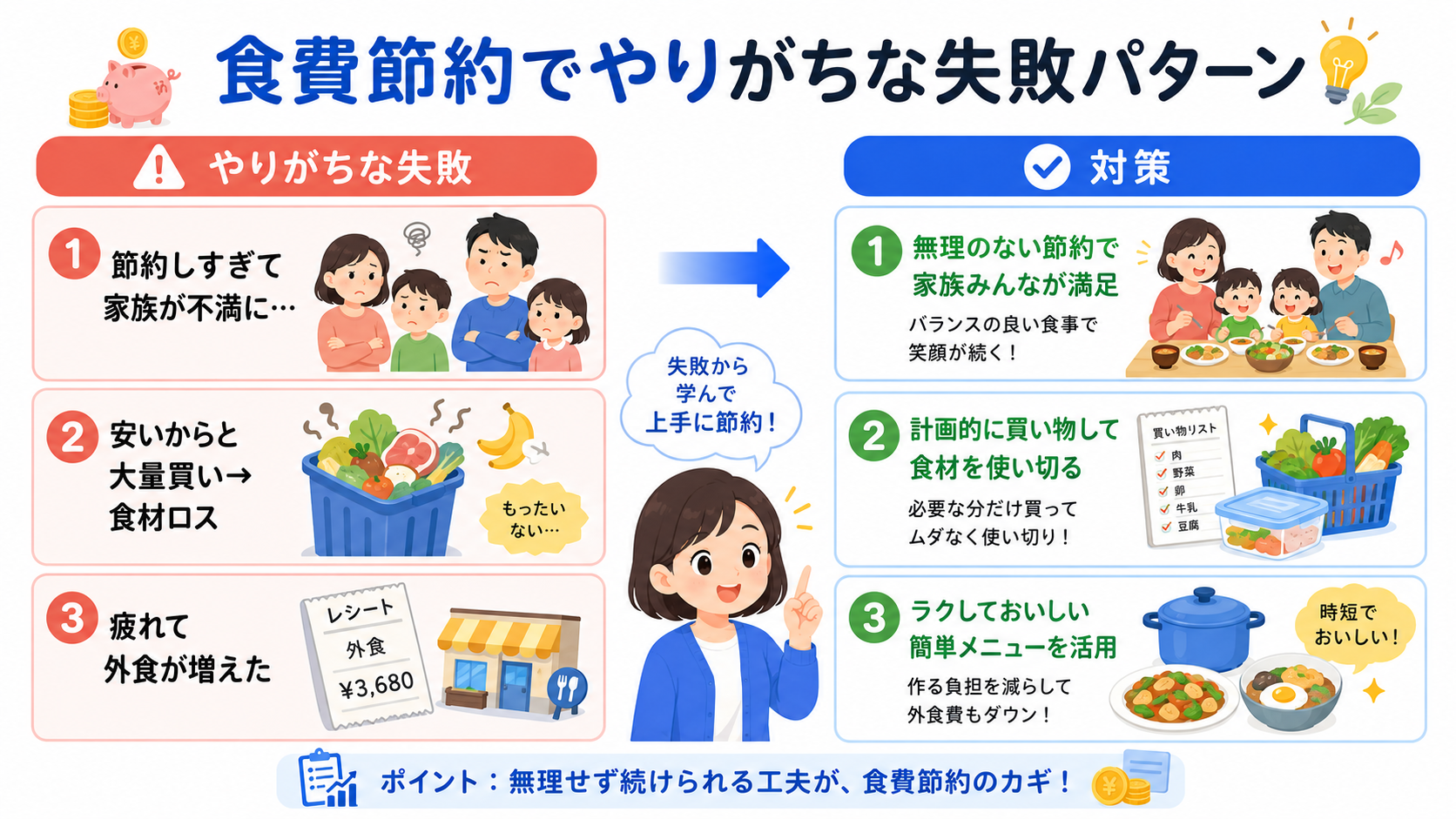 食費節約でやりがちな失敗パターンと対策