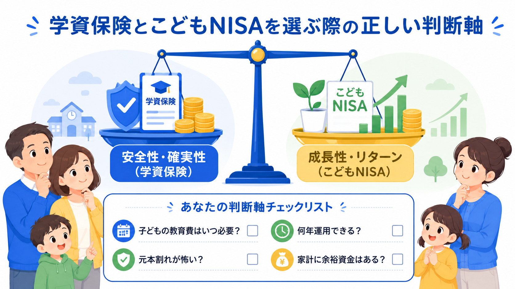 こどもNISAと学資保険の判断軸