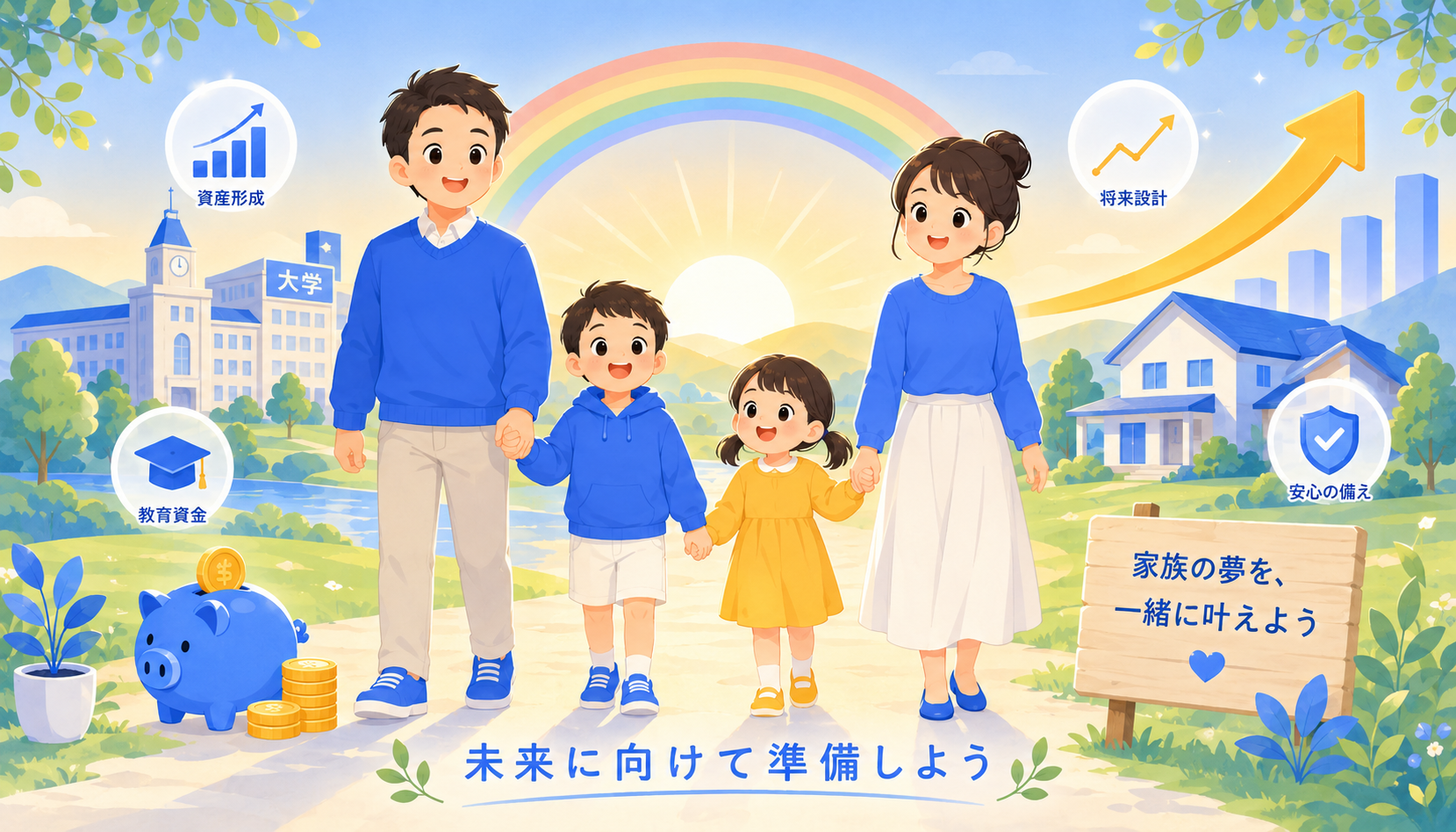 家族で未来を考えるイメージ写真