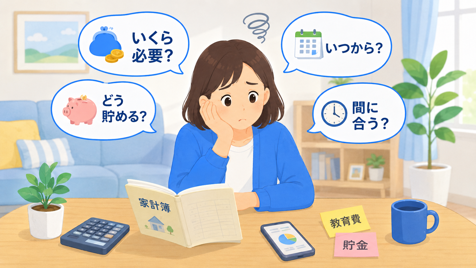 教育費が貯められない根本原因の4タイプを示すイメージ
