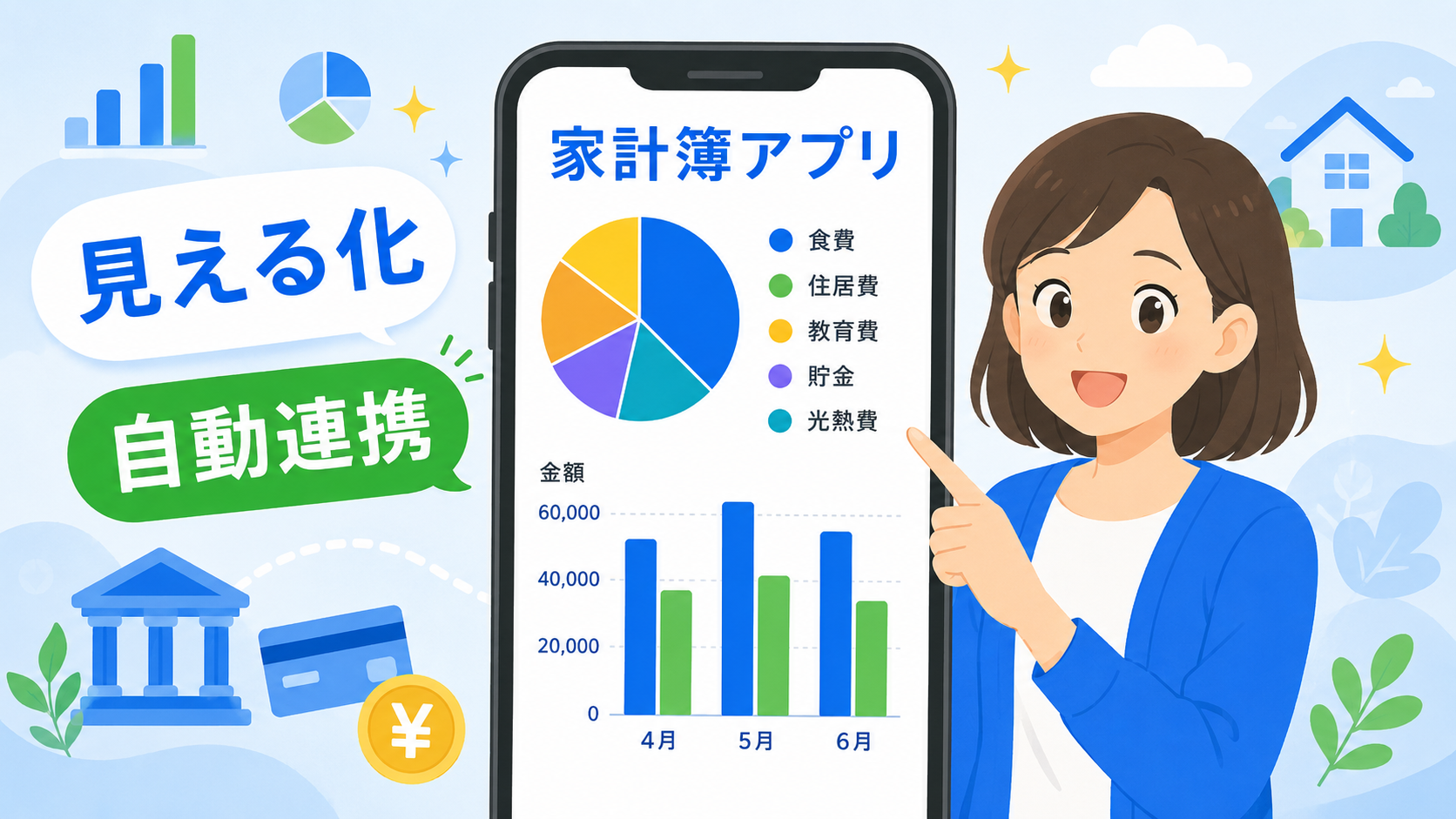 家計把握ゼロ型のお金の流れ見える化イメージ