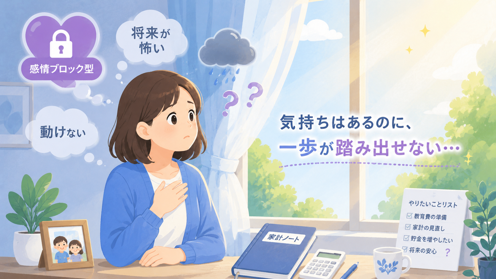 感情ブロック型で将来が怖くて動けないママのイメージ