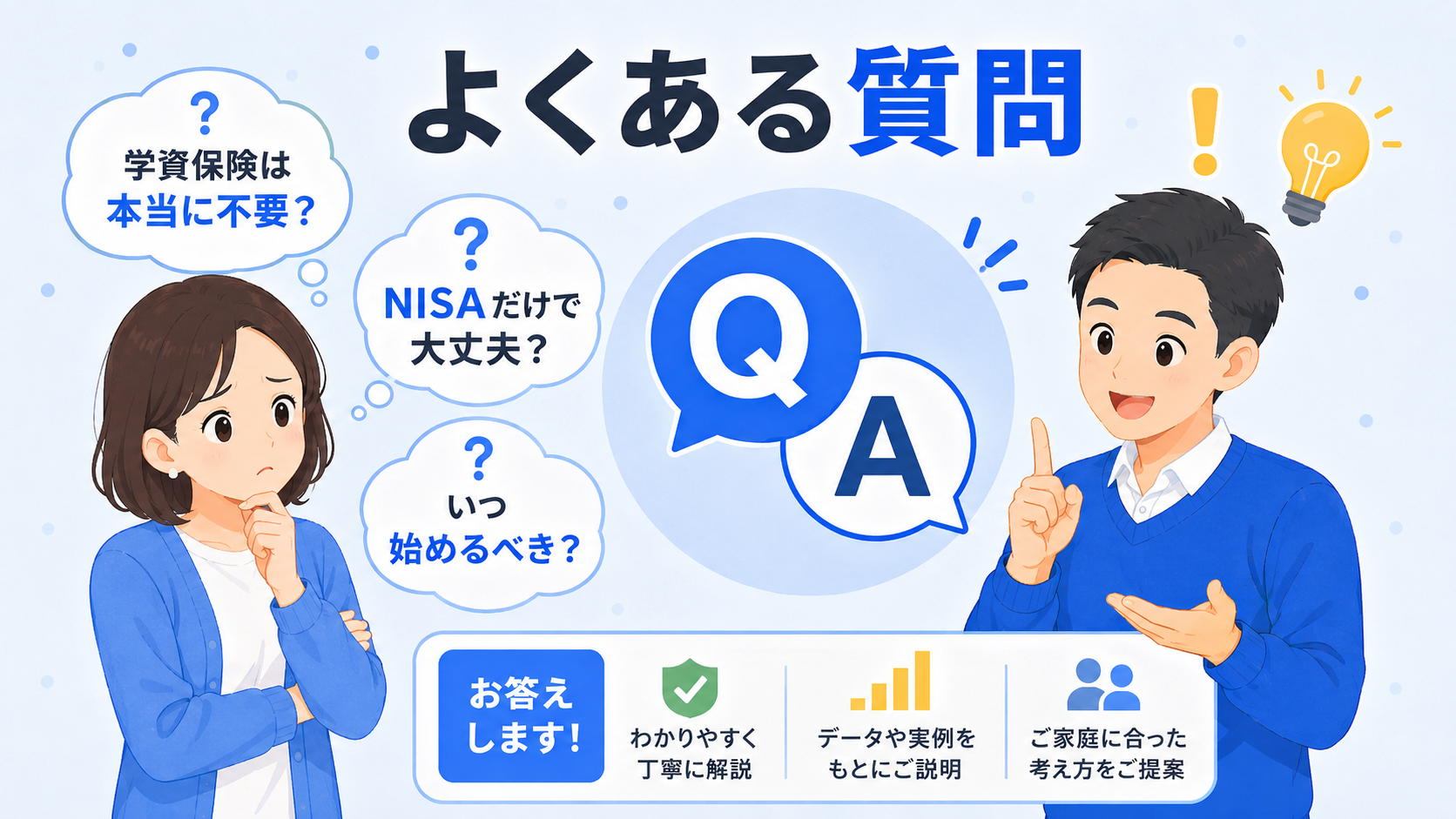 よくある質問に答えるイメージのイラスト